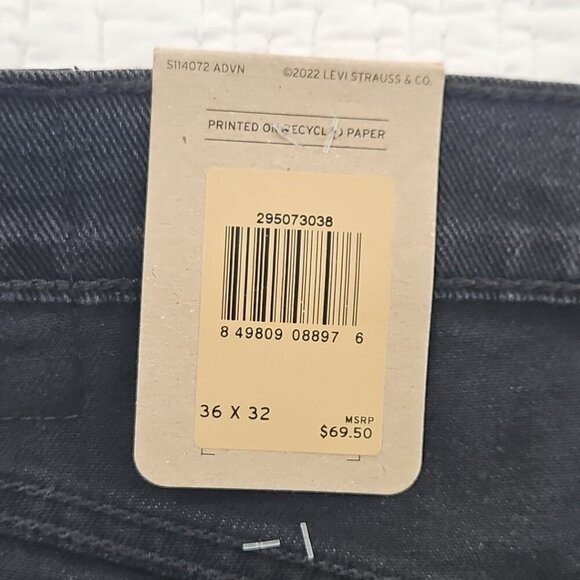 NEW Levi's 502 Jeans Men's 36x32 Black Tapered Leg NWT Stretch Denim Classic - Picture 15 of 16